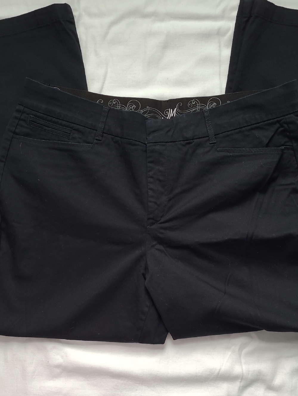 JM Collection BlackCotton Dress Pants with Subtle Waistband Detail